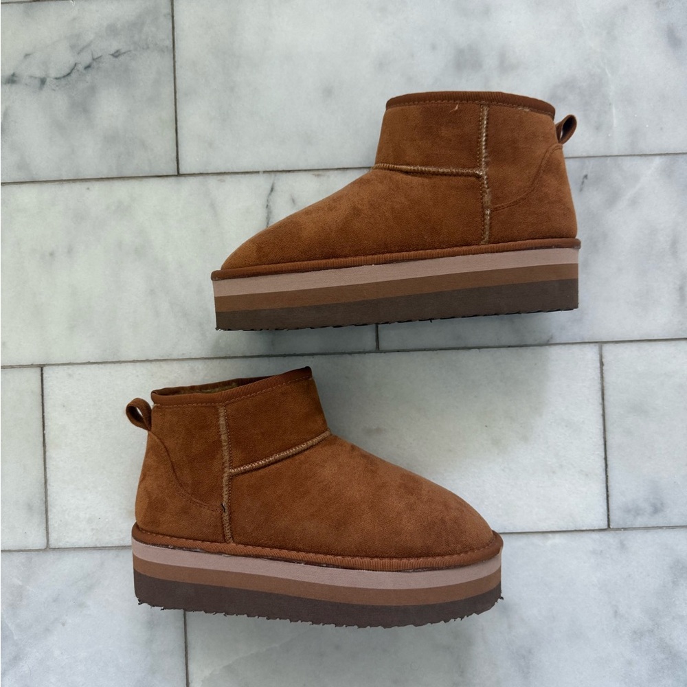 Women's Brown Suede Platform Ankle Boots